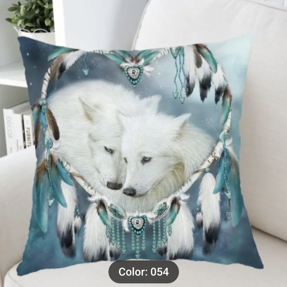 New 1pc Bohemia Wolf Print Cushion Cover - Dream Catcher, pillowcase, T1MIS B